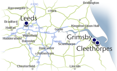 Map of homes to rent in Leeds, Grimsby and Cleethorpes