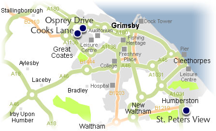 Map of homes to rent in the Grimsby and Cleethorpes area